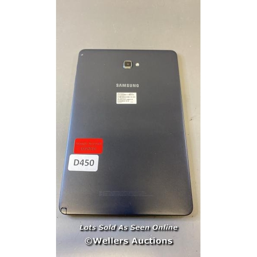 9645 - SAMSUNG GALAXY TAB A / SM-P585NO / SN: R54K502PTFZ / GOOGLE ACCOUNT LOCKED / POWERS UP & RESTORED TO... 