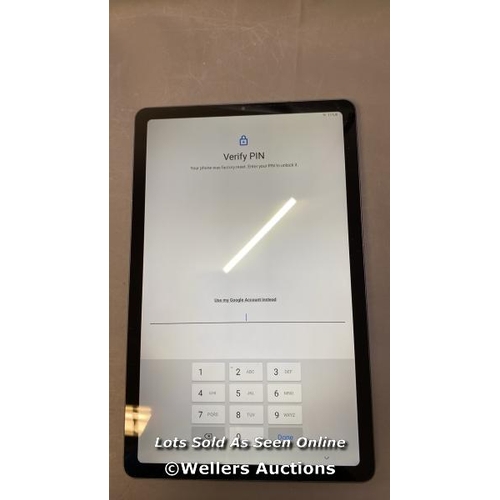 9672 - SAMSUNG GALAXY TAB S6 LITE / SN: R52TB09PPVB / GOOGLE ACCOUNT LOCKED / POWERS UP & RESTORED TO FACTO... 