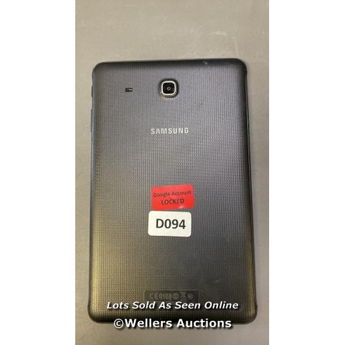 9673 - SAMSUNG GALAXY TAB E 9.6'' / WI-FI / SM-T560 / SN: R52J80KKMZV / GOOGLE ACCOUNT LOCKED / POWERS UP &... 