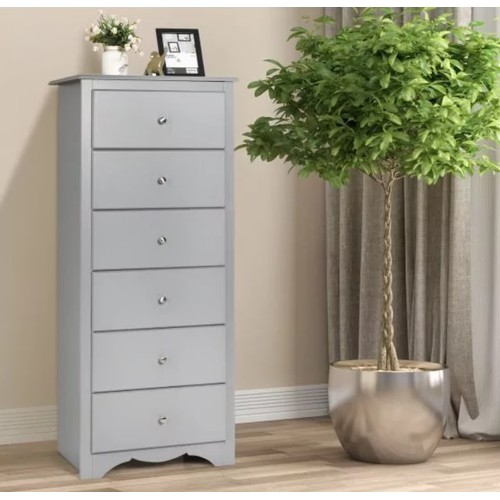 9018 - RRP: £140 - 6-DRAWER FREESTANDING DRESSER CABINET-GREY