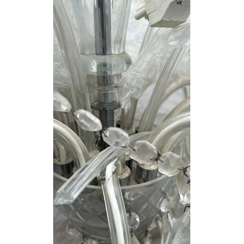 14 - LARGE GLASS CHANDELIER, AS FOUND, 80CM WIDE, 60CM DROP / 7655279