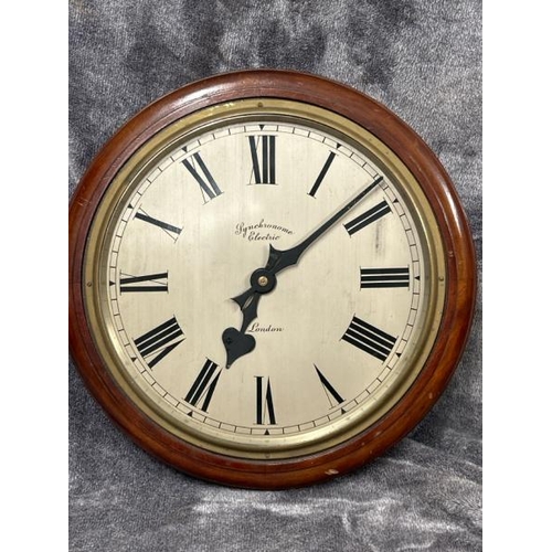 19 - VINTAGE SYNCHRONOME LONDON ELECTRIC WALL CLOCK, WITHOUT GLASS, TOTAL DIAMETER 39CM / 7655302 / T8