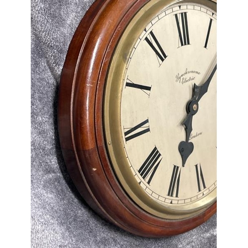 19 - VINTAGE SYNCHRONOME LONDON ELECTRIC WALL CLOCK, WITHOUT GLASS, TOTAL DIAMETER 39CM / 7655302 / T8