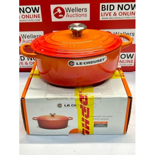 312 - LE CREUSET SIGNATURE OVAL CASSEROLE DISH / VOLCANIQUE FLAME / NEW SEE IMGES  / H69