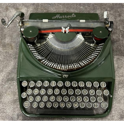 34 - VINTAGE GREEN HARRODS TYPEWRITER / T9