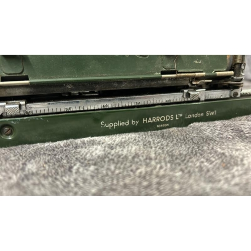 34 - VINTAGE GREEN HARRODS TYPEWRITER / T9