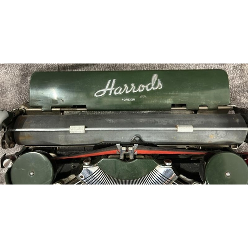 34 - VINTAGE GREEN HARRODS TYPEWRITER / T9