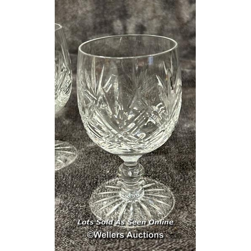 42 - Six lead crystal cut glass wine glasses in good condition / AN5