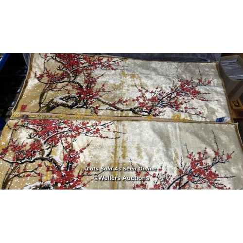 52 - Pair of Chinese Swan velveteen tapestry rugs, 128 x 50cm / AN8