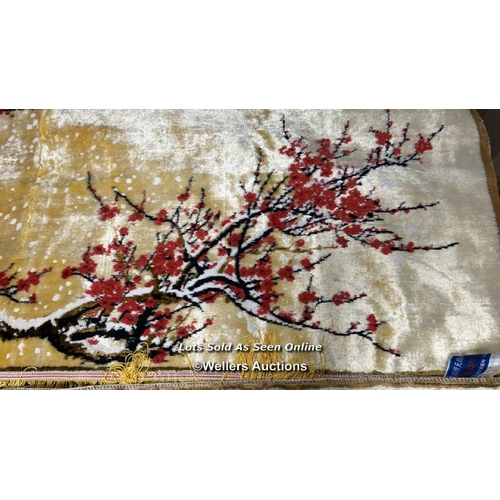 52 - Pair of Chinese Swan velveteen tapestry rugs, 128 x 50cm / AN8