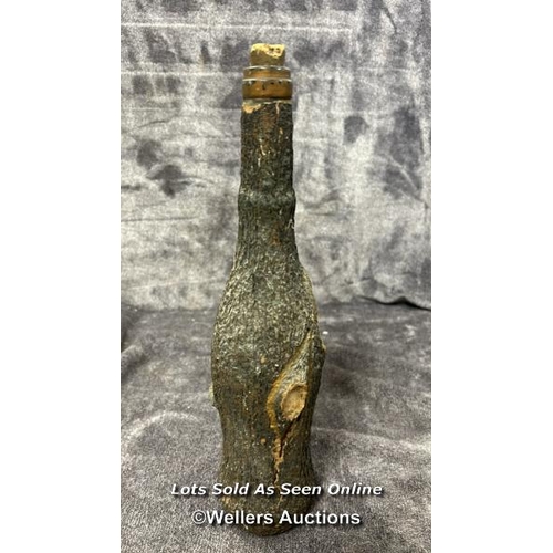 54 - Large empty Long John Scotch Whisky bottle with an empty wine bottle covered with paper mache to loo... 