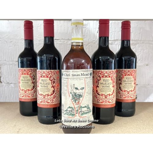 55 - A bottle of Lurgashall Winery Christmas mead, 75cl, 12.5% vol and four bottles of M&S mulled wine, 7... 