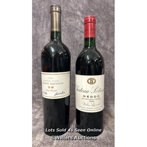 56 - A bottle of Chateau Potensac 1986, 75cl, 12.5% vol with a bottle of Gallo Family Northern Sonoma Cab... 