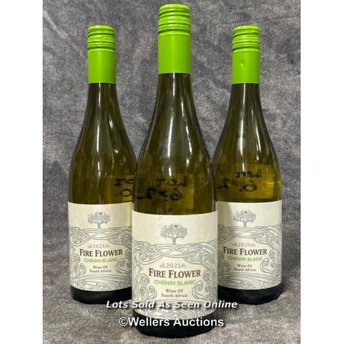 57 - Three bottles of Fire Flower Chenin Blanc 2023, 750ml, 12.5% vol / AN8