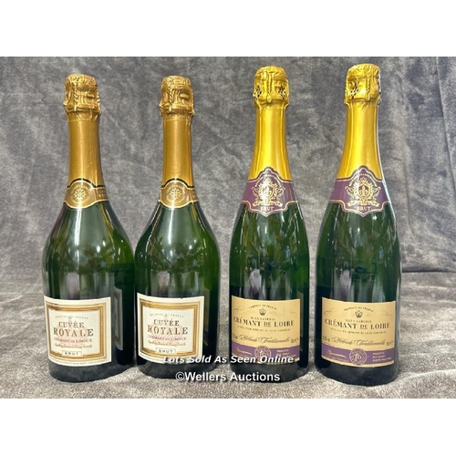 61 - Two bottles of Cremant de Loire Brut and two bottles of Cuvee Royale Brut, both 75cl, 12.5% vol / AN... 