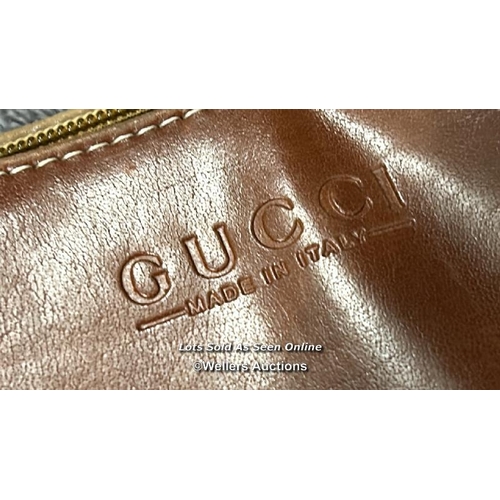 65 - Gucci handbag, in tan leather, base 23cm long, some signs of wear / AN9