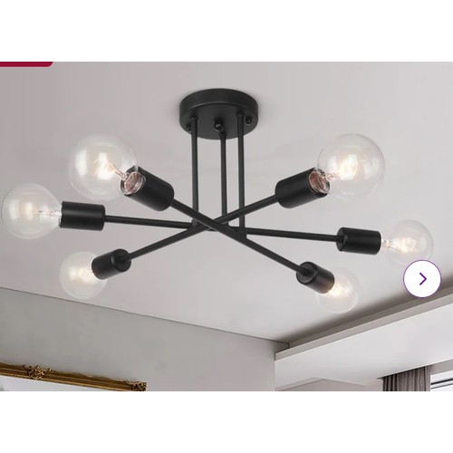 2860 - GEORGE OLIVER WORLEY 6-LIGHT 48CM SEMI FLUSH MOUNT / FIXTURE FINISH: BLACK / RRP: 34.99 / C3