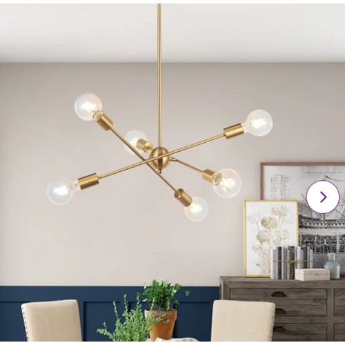 2861 - GEORGE OLIVER BRAUNSTE 6-LIGHT SPUTNIK CHANDELIER / FIXTURE FINISH: BRASS / RRP: 64.99 / C3