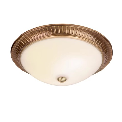 2864 - BARRON GLASS FLUSH MOUNT ANTIQUE BRASS / C3