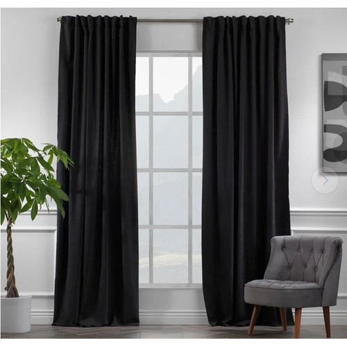 2869 - LILIJAN HOME & CURTAIN EXTRA LONG & EXTRA WIDE DECORATIVE CURTAIN PANEL / COLOUR: BLACK, PANEL SIZE:... 