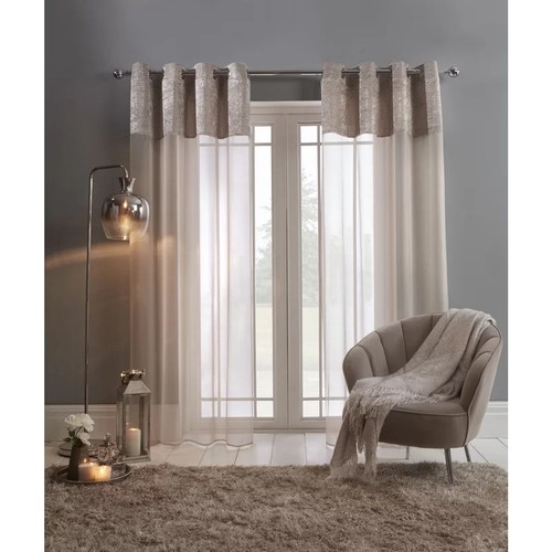 2874 - MERCER41 CERYS EYELET SHEER CURTAINS / COLOUR: NATURAL / RRP: 21.99 / C7