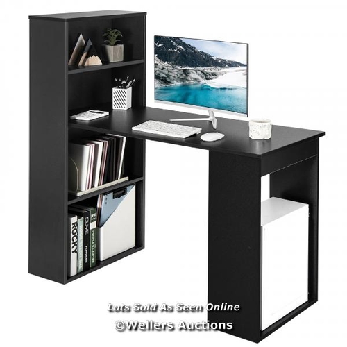 2999 - COMPUTER DESK WRITING WORKSTATION OFFICE W/6-TIER STORAGE SHELVES BLACK / W3