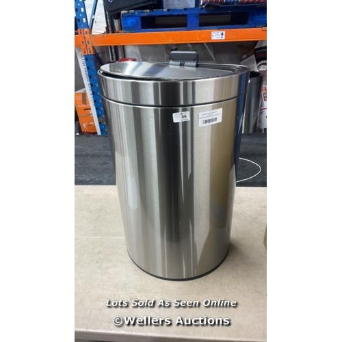 2995 - EKO STAINLESS STEEL SEMI-ROUND MOTION SENSOR BIN - 47L / SIGNS OF USE / DAMAGED LID / P8