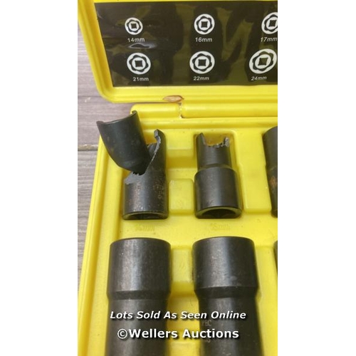 2050 - 9PCS BOLT NUT EXTRACTOR SET, LUG NUT REMOVER SOCKET TOOL, 1/2