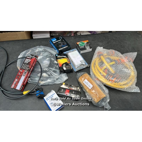 2086 - SELECTION OF MIXED ITEMS INCL. STERLING 825 C WPL 2.5M 8MM STEEL SECURITY CABLE & 48MM WEATHERPROOF ... 