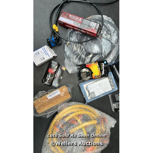 2086 - SELECTION OF MIXED ITEMS INCL. STERLING 825 C WPL 2.5M 8MM STEEL SECURITY CABLE & 48MM WEATHERPROOF ... 