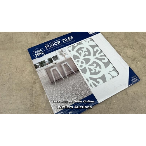 2107 - WALLPOPS FP2942 MEDINA PEEL & STICK FLOOR TILES, GREY,12 X 12 INCHES / APPEARS NEW, OPEN BOX / G43