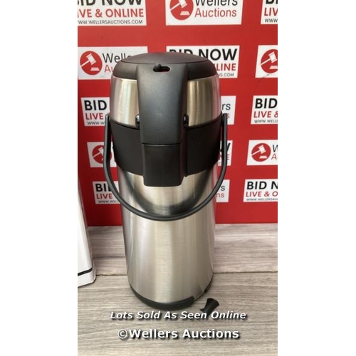 2138 - 3L PUMP ACTION AIRPOT, STAINLESS STEEL DISPENSER WITH VACUUM PUMP, DOUBLE WALL INSULATED COFFEE & TE... 