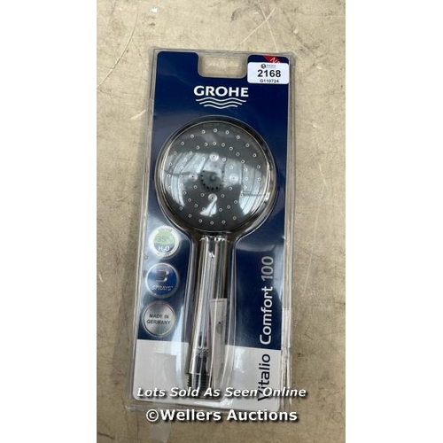 2168 - GROHE VITALIO COMFORT 100 - HAND SHOWER 10CM WITH 3 SPRAY OPTIONS (RAIN O², RAIN, MASSAGE), WATER SA... 