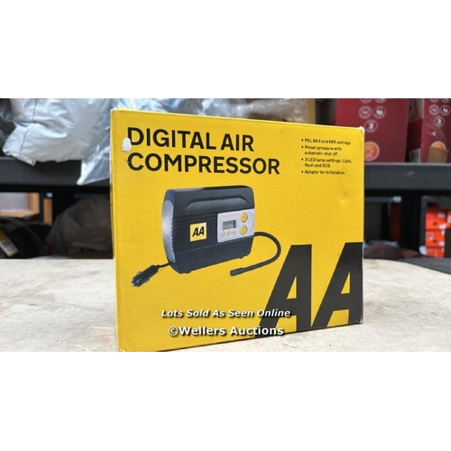 2170 - AA 12V DIGITAL TYRE INFLATOR AA5502 � FOR CARS OTHER VEHICLES INFLATABLES BICYCLES - SHOWS PSI BAR ... 