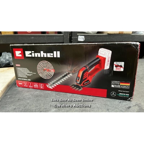 2190 - EINHELL POWER X-CHANGE 18V CORDLESS ELECTRIC SHEARS - 2 BLADE SYSTEM FOR CUTTING GRASS, BRUSHES AND ... 