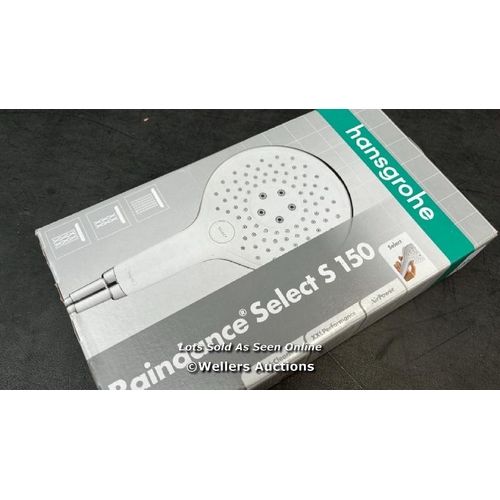 2191 - HANSGROHE RAINDANCE SELECT S 150 HAND SHOWER, 3 SPRAY MODES, WHITE/CHROME / G60