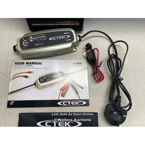 2281 - CTEK MXS 5.0 BATTERY CHARGER WITH AUTOMATIC TEMPERATURE COMPENSATION, BLACK / SIGNS OF USE / DAMAGED... 