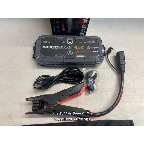 2296 - NOCO BOOST PLUS GB40 1000 AMP 12-VOLT ULTRASAFE PORTABLE LITHIUM CAR BATTERY JUMP STARTER PACK FOR U... 