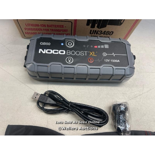 2297 - NOCO BOOST XL GB50 1500A 12V ULTRASAFE PORTABLE LITHIUM CAR JUMP STARTER, HEAVY-DUTY BATTERY BOOSTER... 