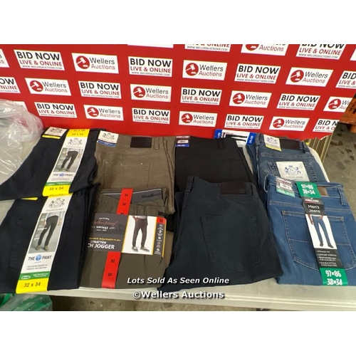 2426 - 8X GENTS NEW JEANS AND TROUSERS INCL. ENGLISH LAUNDRY AND WEATHERPROOF / MIXED SIZES / A44