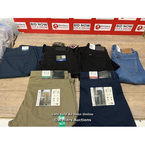 2522 - 6X GENTS NEW TROUSERS AND JEANS INCL. ENGLISH LAUNDRY, LEE AND URBAN STAR / MIXED SIZES / D18