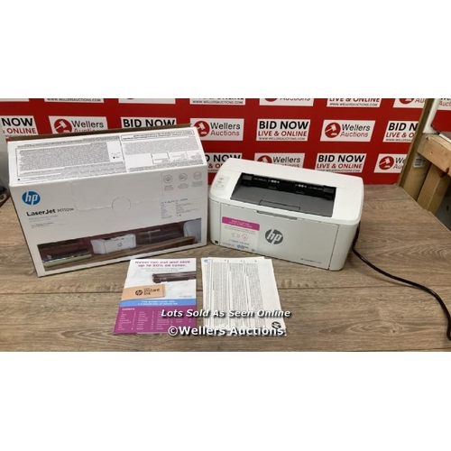 2578 - HP LASERJET MONOCHROME M110WE HP+ ENABLED WIRELESS PRINTER / POWERS UP / MINIMAL SIGNS OF USE / D27