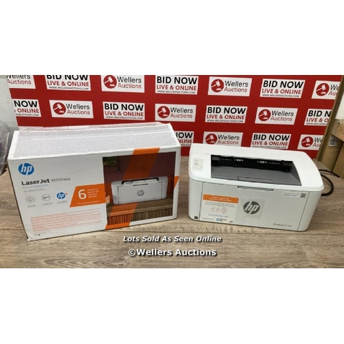 2625 - HP LASERJET MONOCHROME M110WE HP+ ENABLED WIRELESS PRINTER / POWERS UP / SIGNS OF USE / NO POWER SUP... 