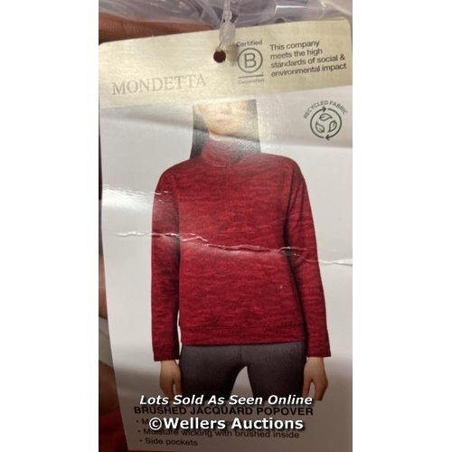 2682 - 10X LADIES NEW MONDETTA JACQUARD 1/4 ZIP SWEATSHIRT / MEDIUM / RED / D38