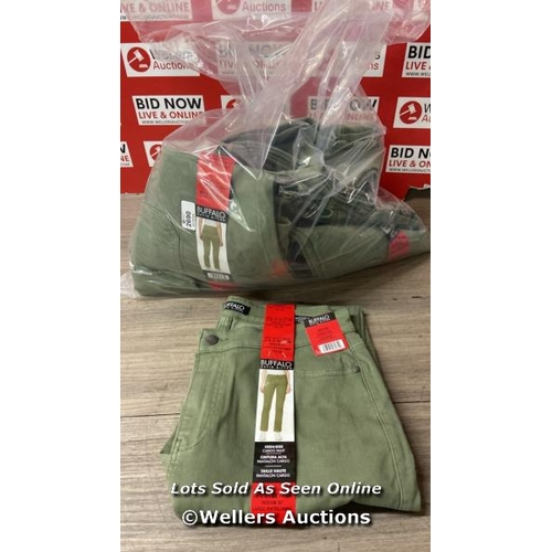 2690 - 10X LADIES NEW BUFFALO SHELBY HI RISE CARGO TROUSERS / UK 12 / GREEN / D32