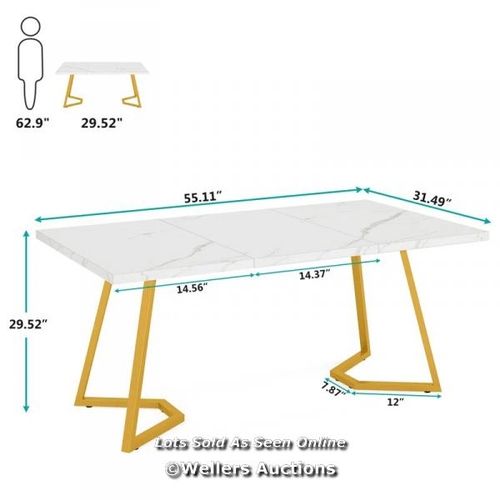 2890 - BLUE ELEPHANT MEDOR RECTANGLE 140CM L X 80CM W DINING TABLES / TABLE TOP COLOUR: WHITE, TABLE BASE C... 