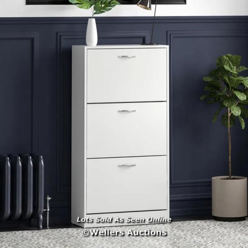 2902 - 3 DRAWER FLIP DOWN SHOE STORAGE FREE STANDING CABINET FOR HALLWAY / FINISH: WHITE / RRP: 52.99 / W3