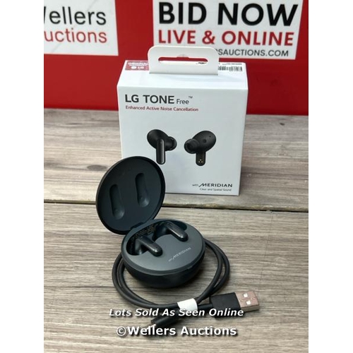 3521 - LG UFP5 WIRELESS EARBUDS / POWERS UP & CONNECTS VIA BLUETOOTH WITH SOUND / MINIMAL SIGNS OF USE / H2... 