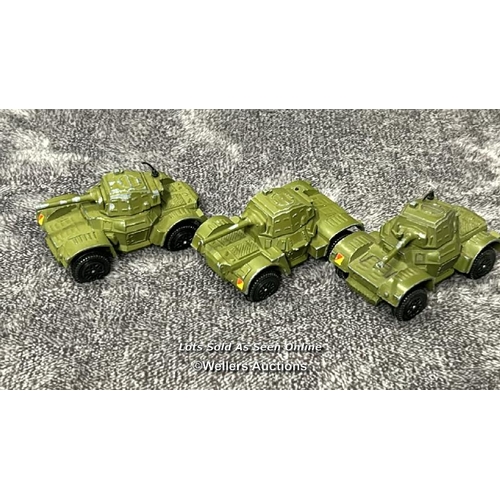 108 - Three Dinky armoured cars similar to model 670, unboxed / AN18