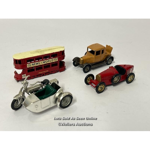 111 - Four Lesney Models of Yesteryear diecast vehicles to include 1914 Sunbeam motorcycle and side car no... 